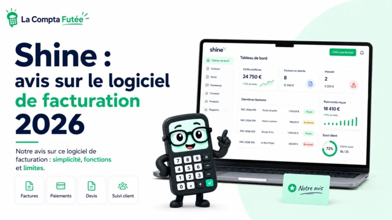 Interface Shine facturation - tableau de bord factures, devis et suivi client, avis logiciel de facturation 2026