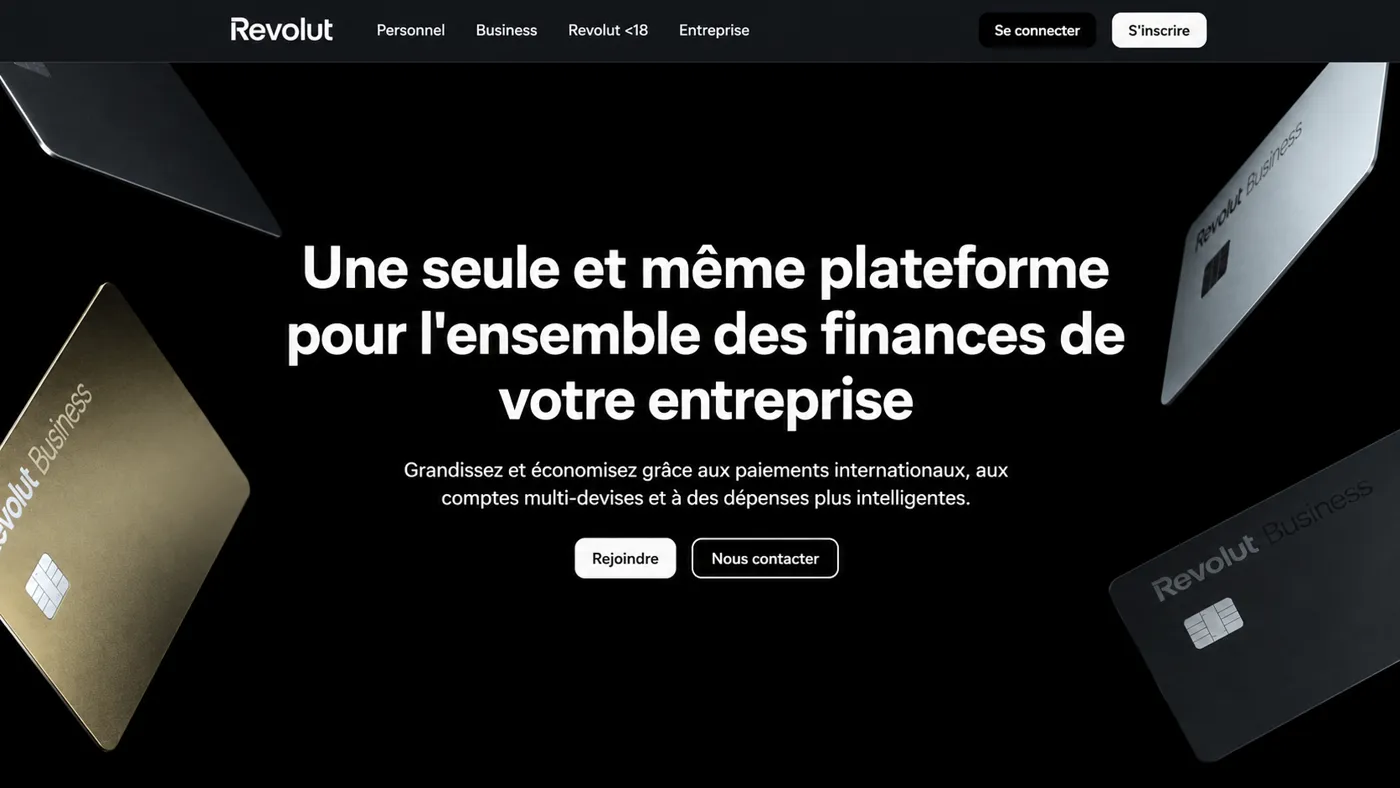 Page d'accueil de Revolut Business : une plateforme unique pour les finances de l'entreprise
